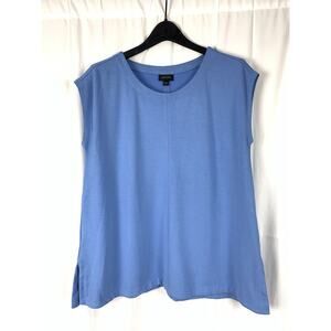 NWT J. JILL Wearever Double Face Jersey Center Seam Tunic Top Hyacinth Blue M